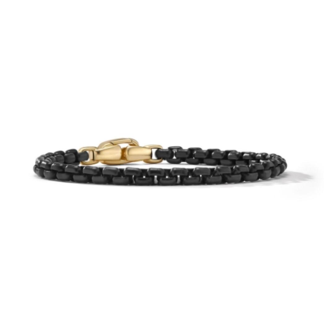 David Yurman Men's Box Chain Bracelet in Coated Stainless Steel with Yellow Gold, size medium
