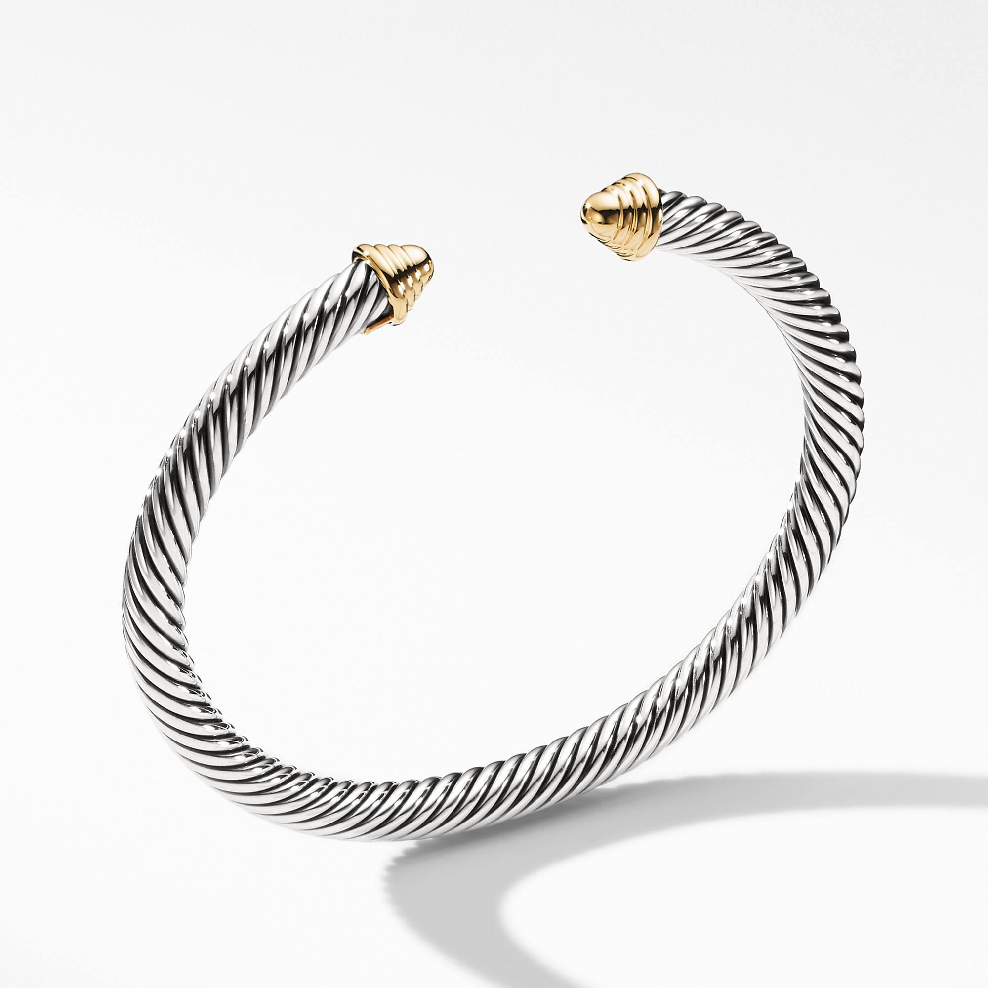 David Yurman 5 mm Gold Dome Thoroughbred Bracelet in Sterling Silver and 14K Yellow Gold