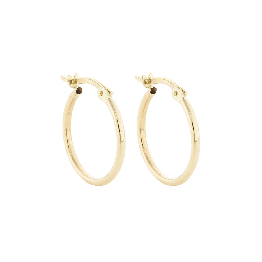 15mm Polished Yellow Gold Circle Hoop Earrings
