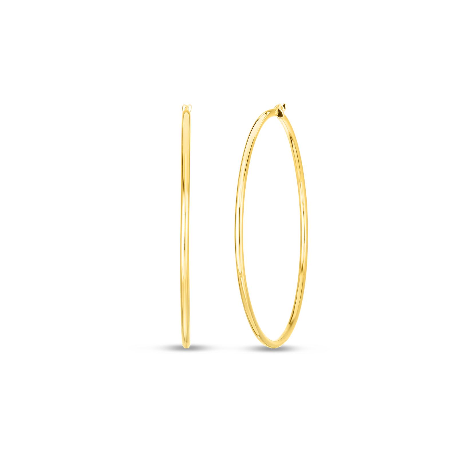 Roberto Coin Yellow Gold Round Tube Hoop Earring | Front View