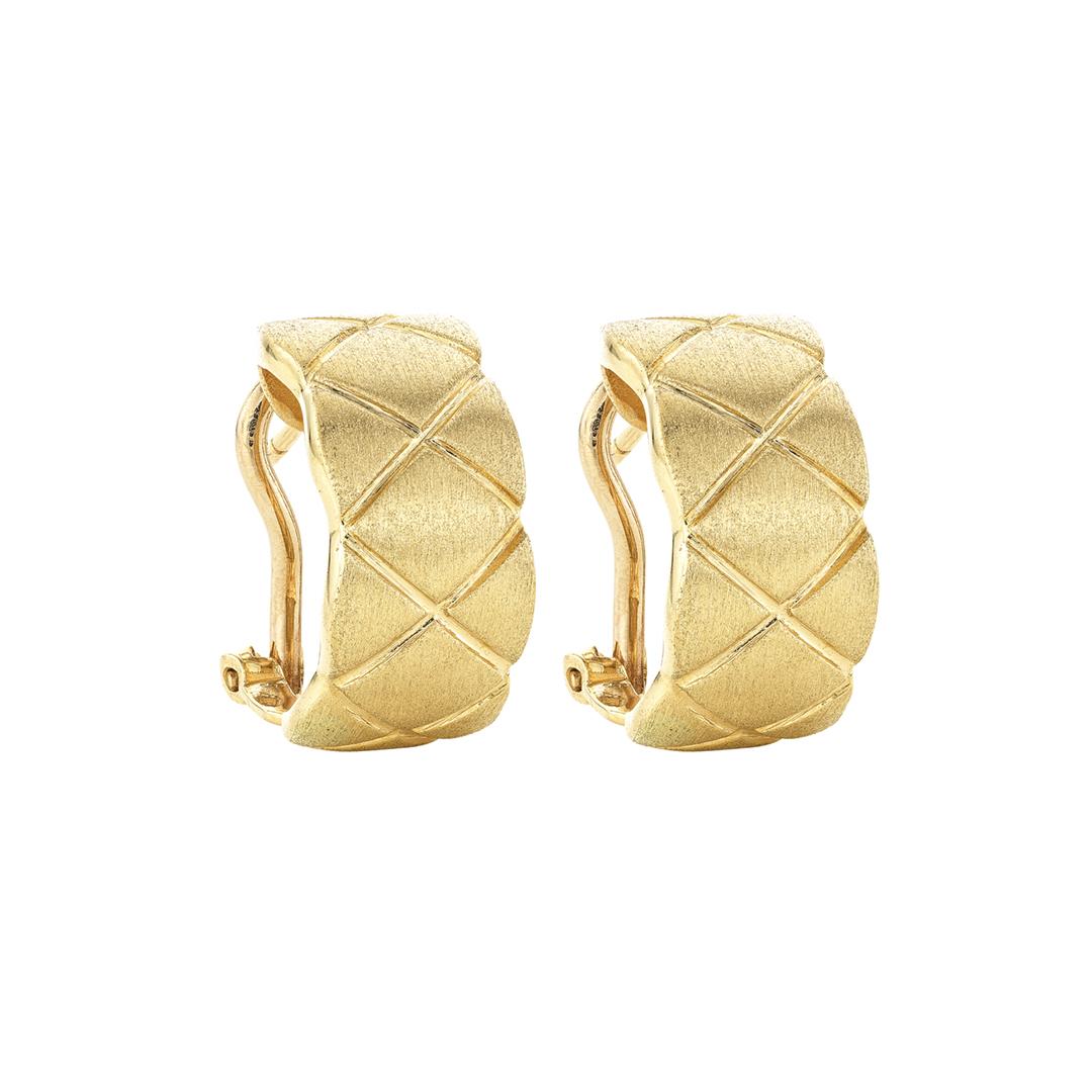 Satin & Polished Yellow Gold X Huggie Hoop Earrings