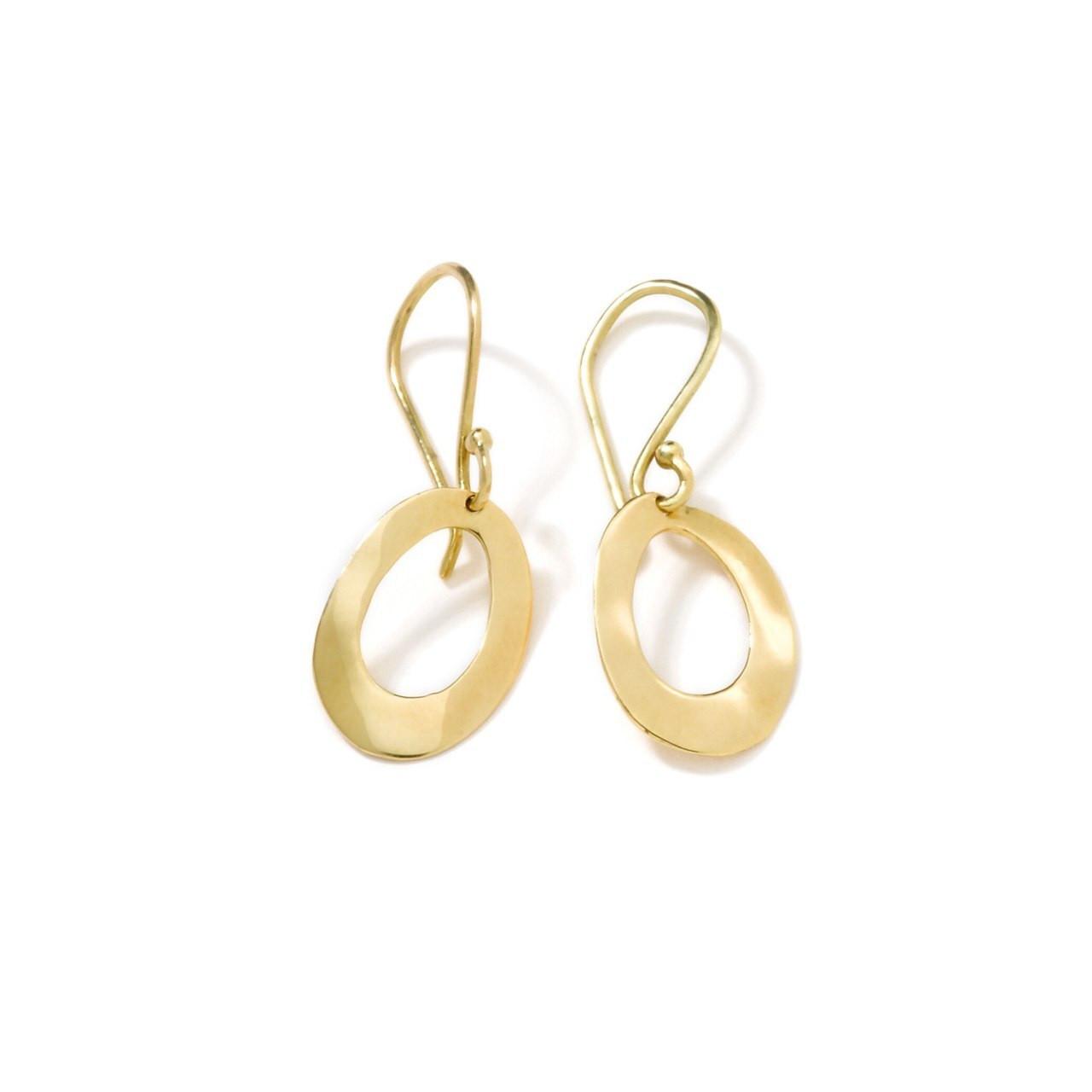 Ippolita Classico Mini Wavy Oval Drop Earrings in Yellow Gold