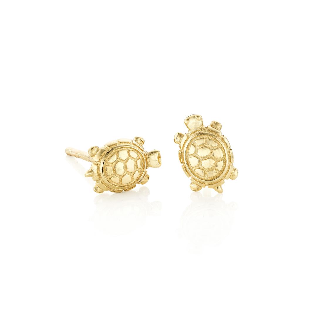 Children's Yellow Gold Turtle Stud Earrings
