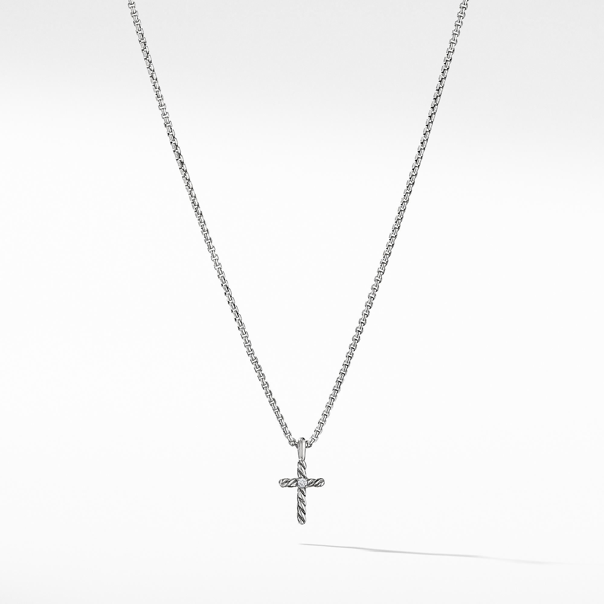 David Yurman Cable Collectibles Kid's Cross Necklace with Diamonds