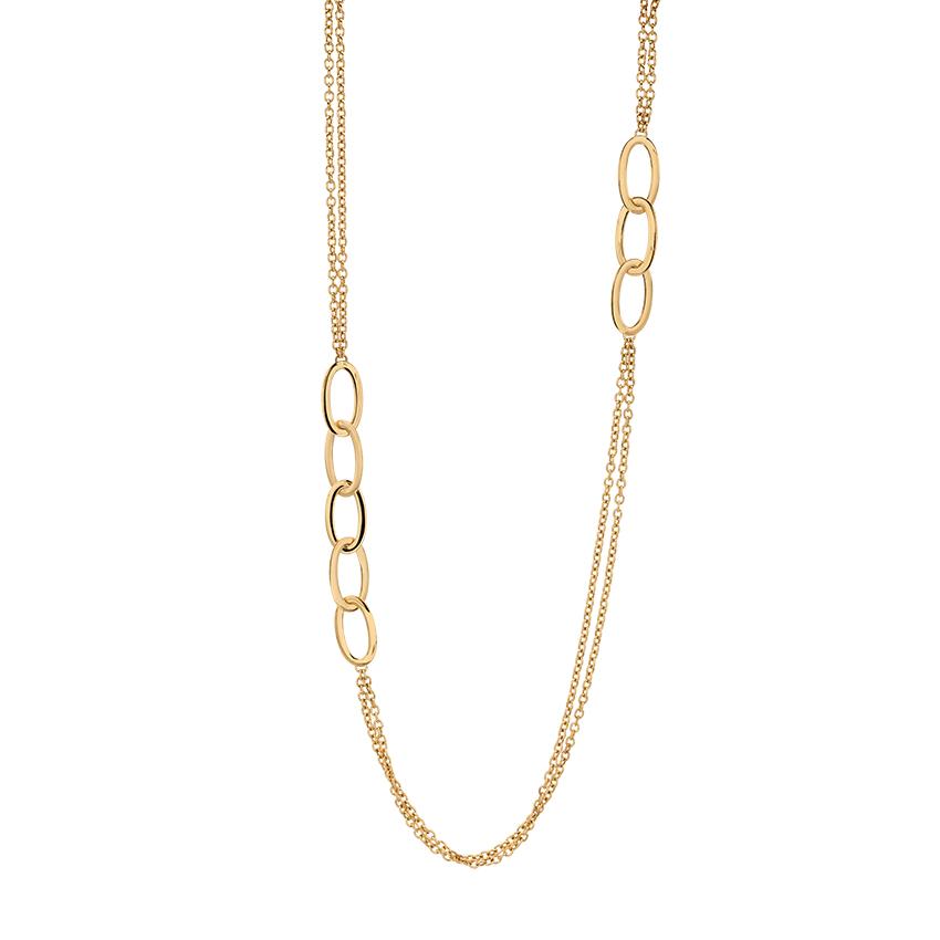 Yellow Gold 31.5 inch Link Station Chain Necklace