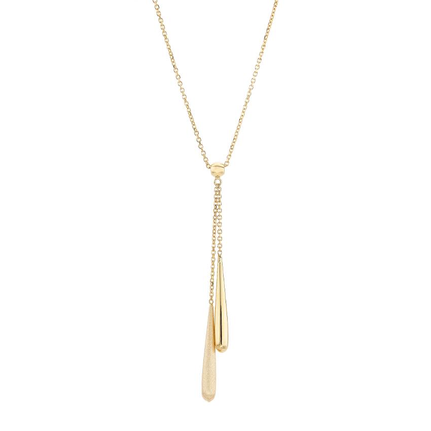 Double Drop Pendant Necklace in Yellow Gold