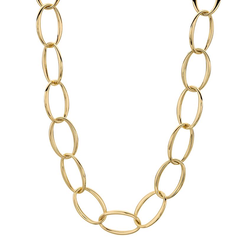 Yellow Gold Open Oval Link 18 inch Necklace