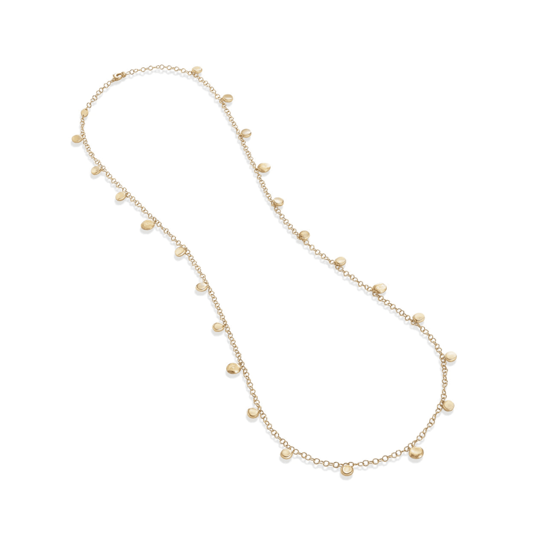Marco Bicego Jaipur Collection 18K Yellow Gold Engraved and Polished Charm Long Necklace