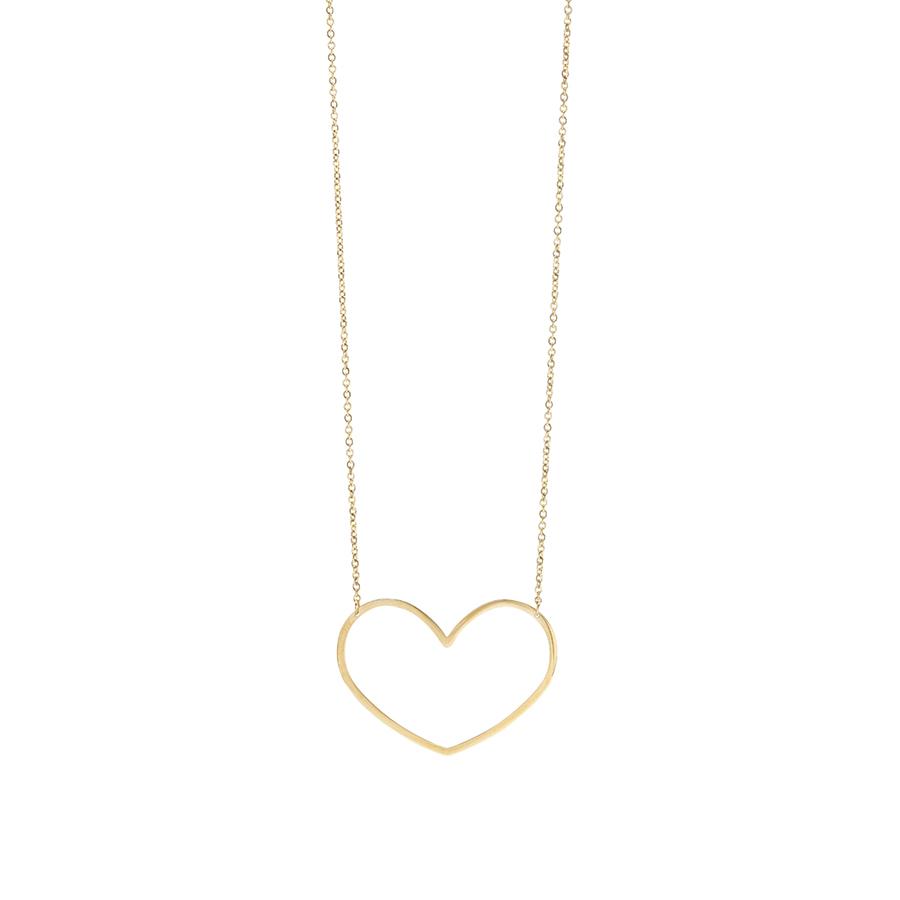 Polished Yellow Gold Open Heart Necklace, small
