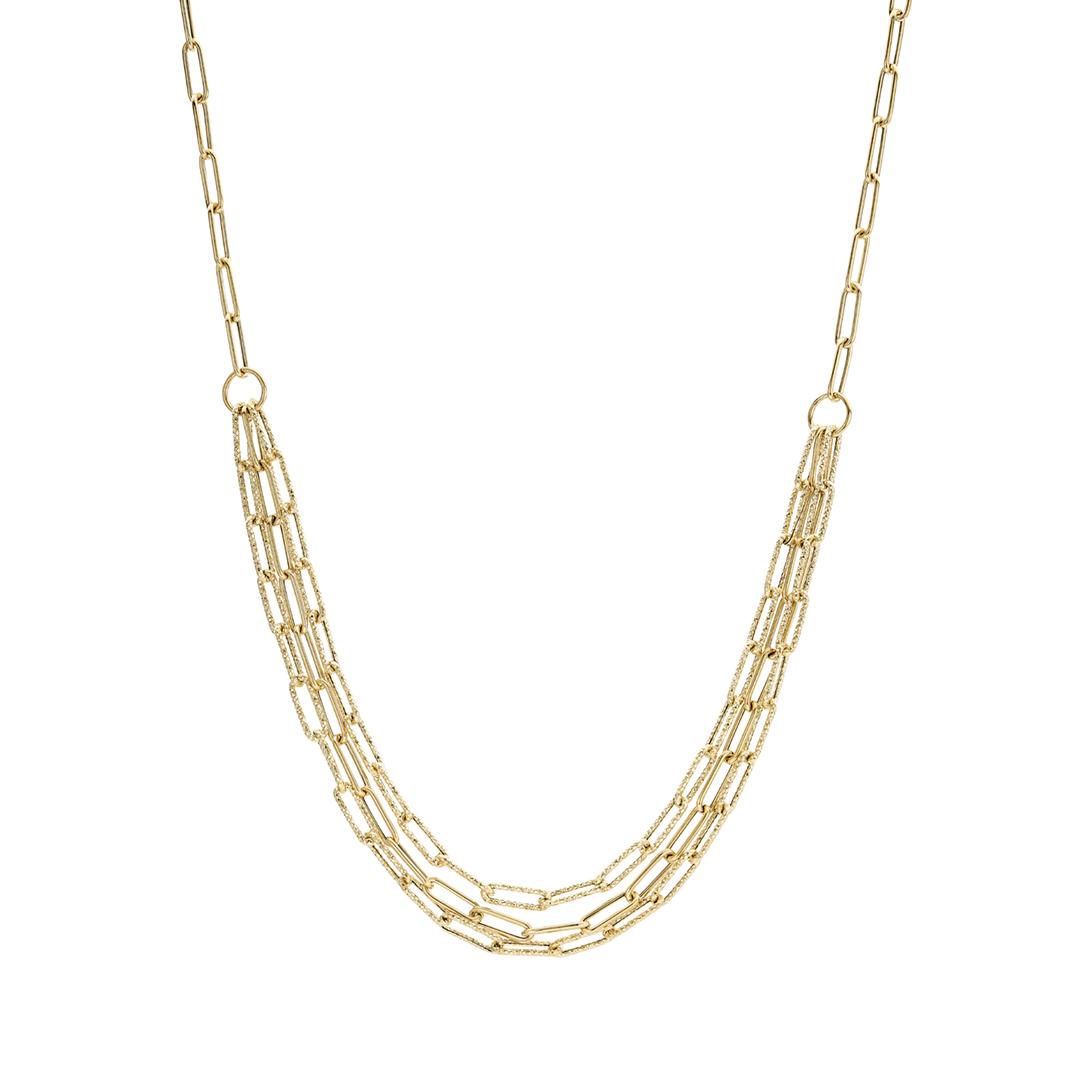 Textured Three-Strand Paperclip Necklace
