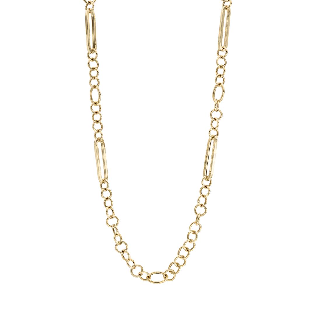 Round and Oval Gold Link Toggle Necklace