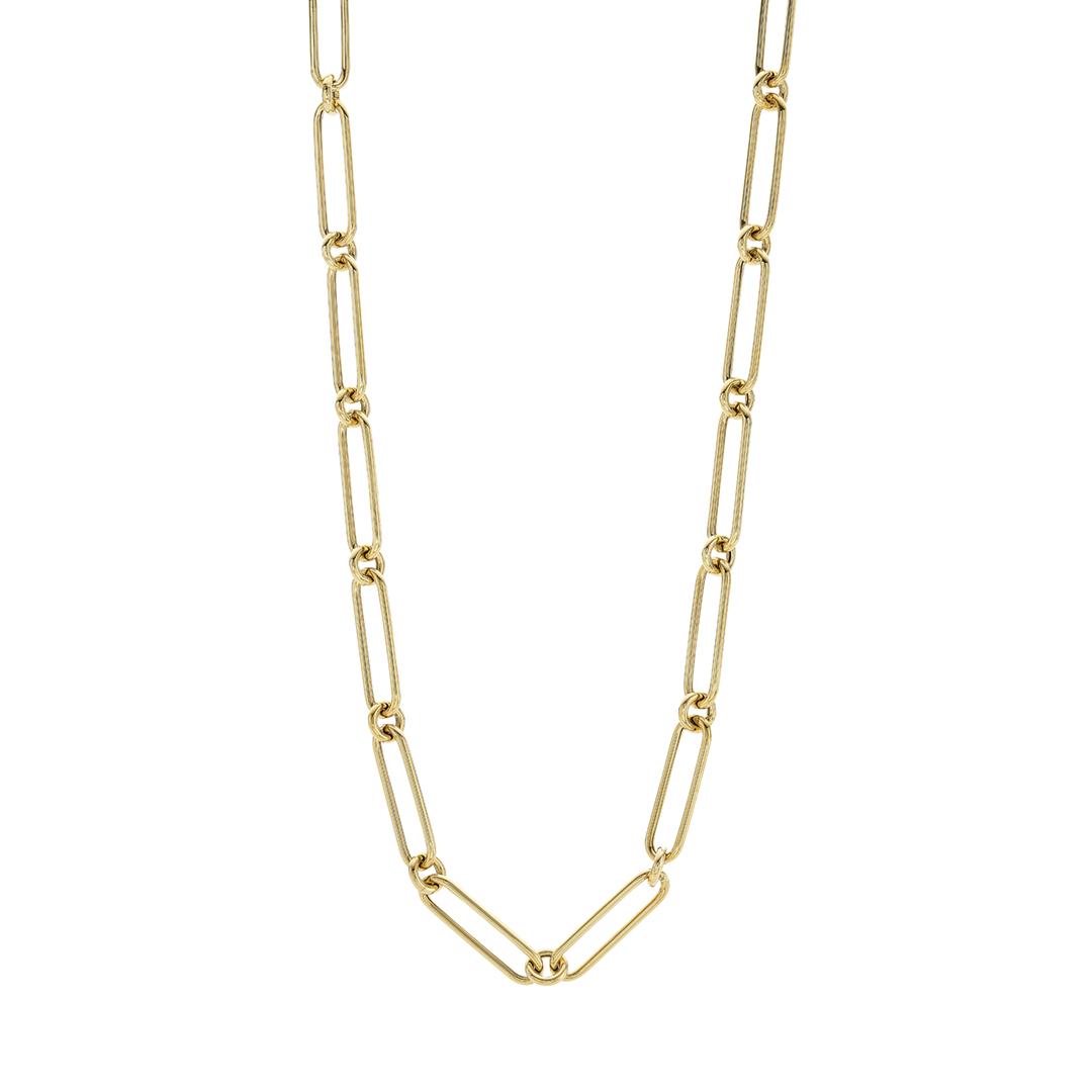 Oval and Round Paperclip Link Necklace, 32"
