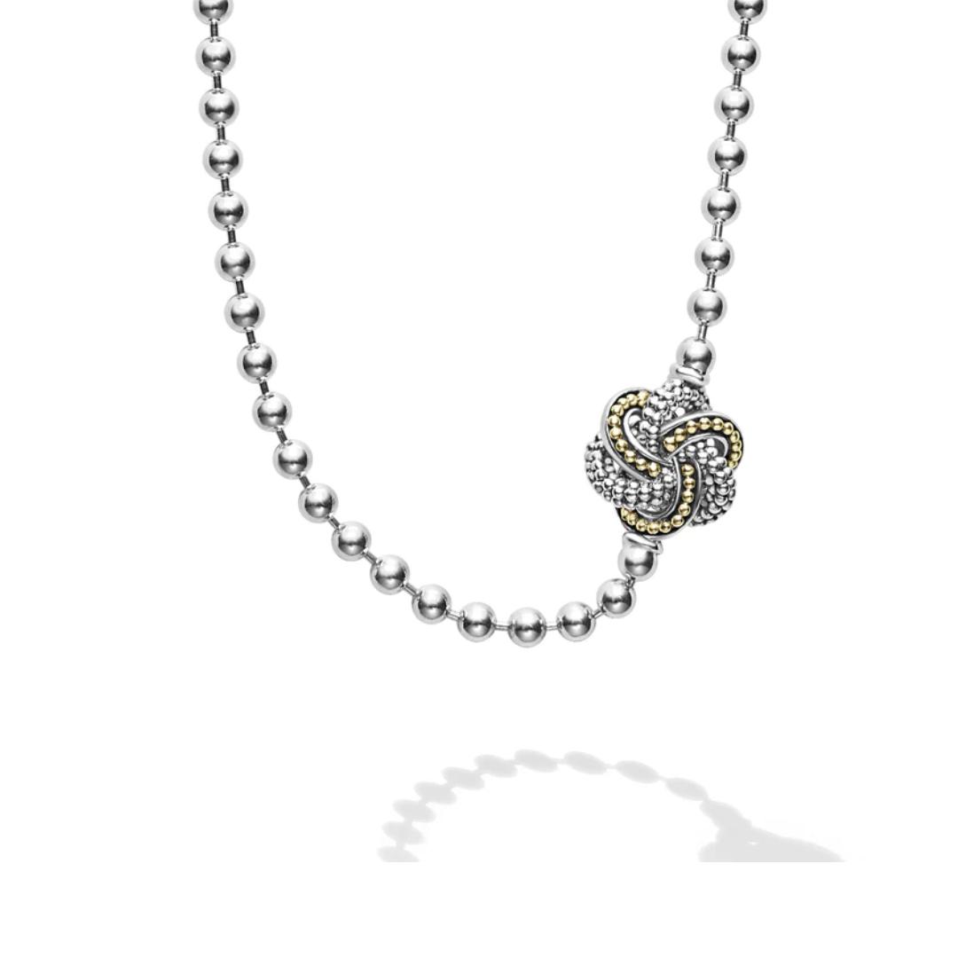Lagos Love Knot Five Station Two Tone Love Knot Necklace