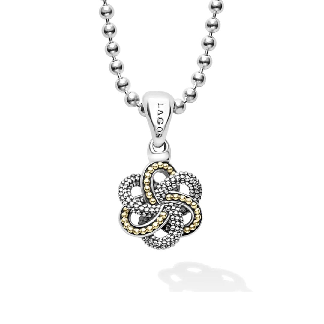 Lagos Love Knot Small Two Tone Pendant Necklace