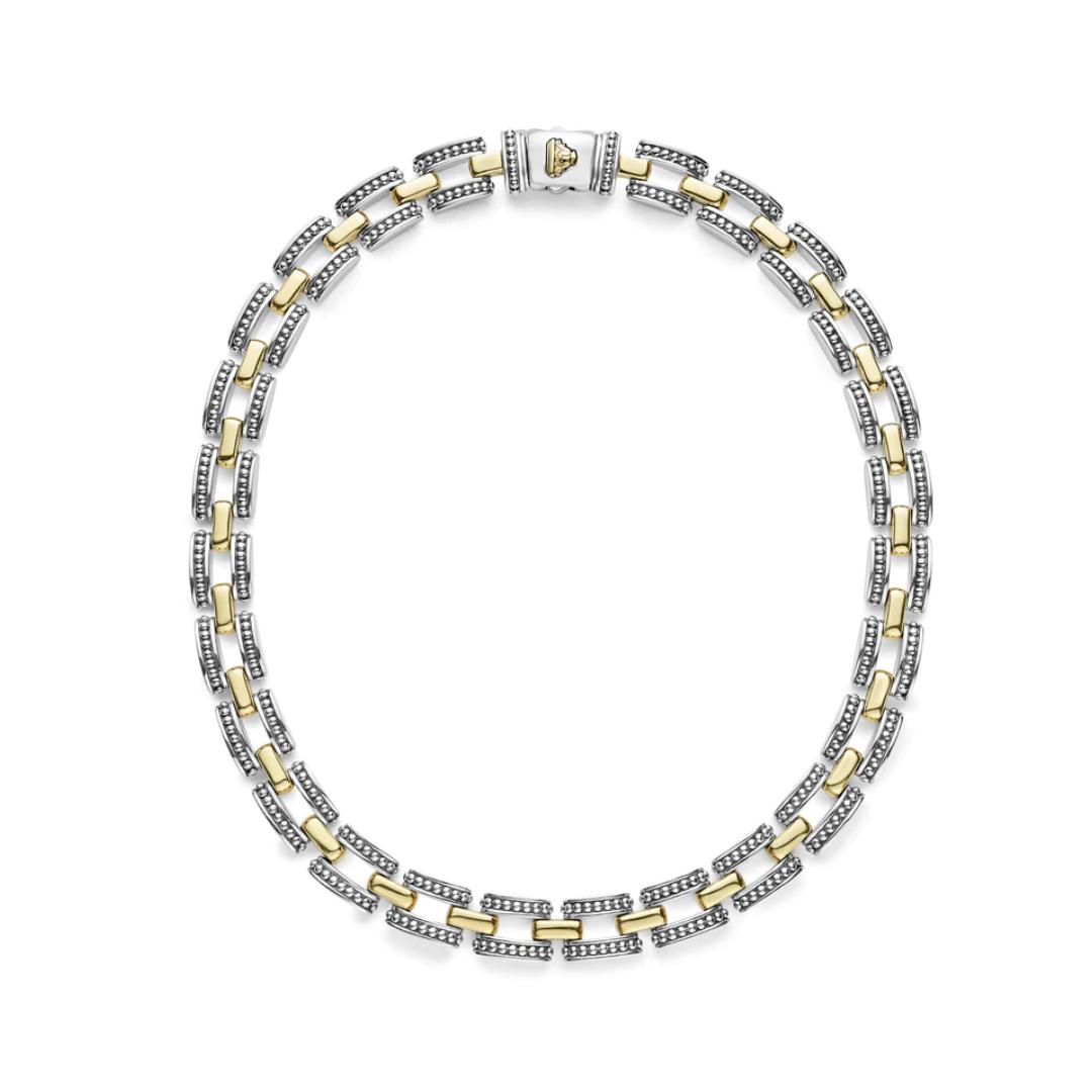 Lagos High Bar Gold Caviar Link Necklace
