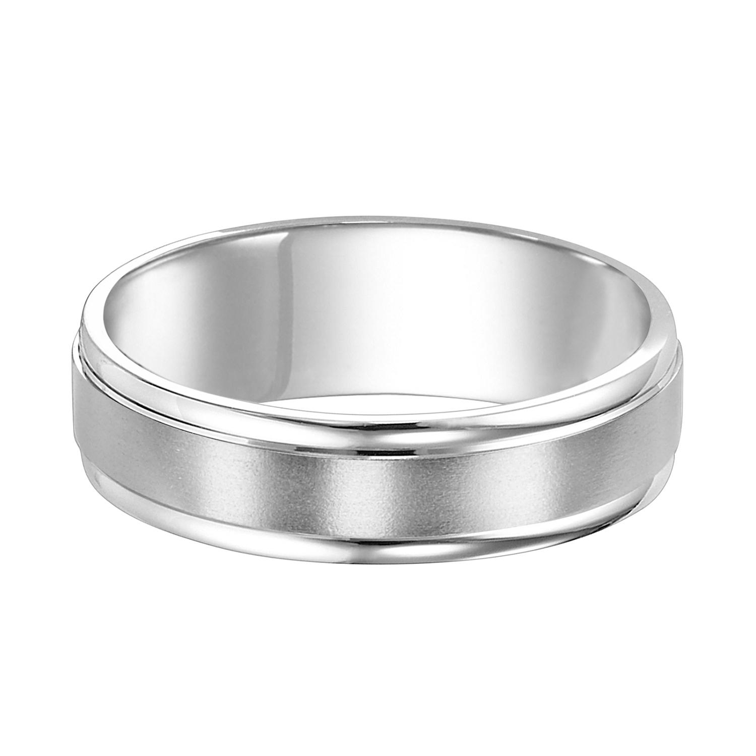 Gents 14K White Gold 6mm Comfort Fit Wedding Band with Satin Finish