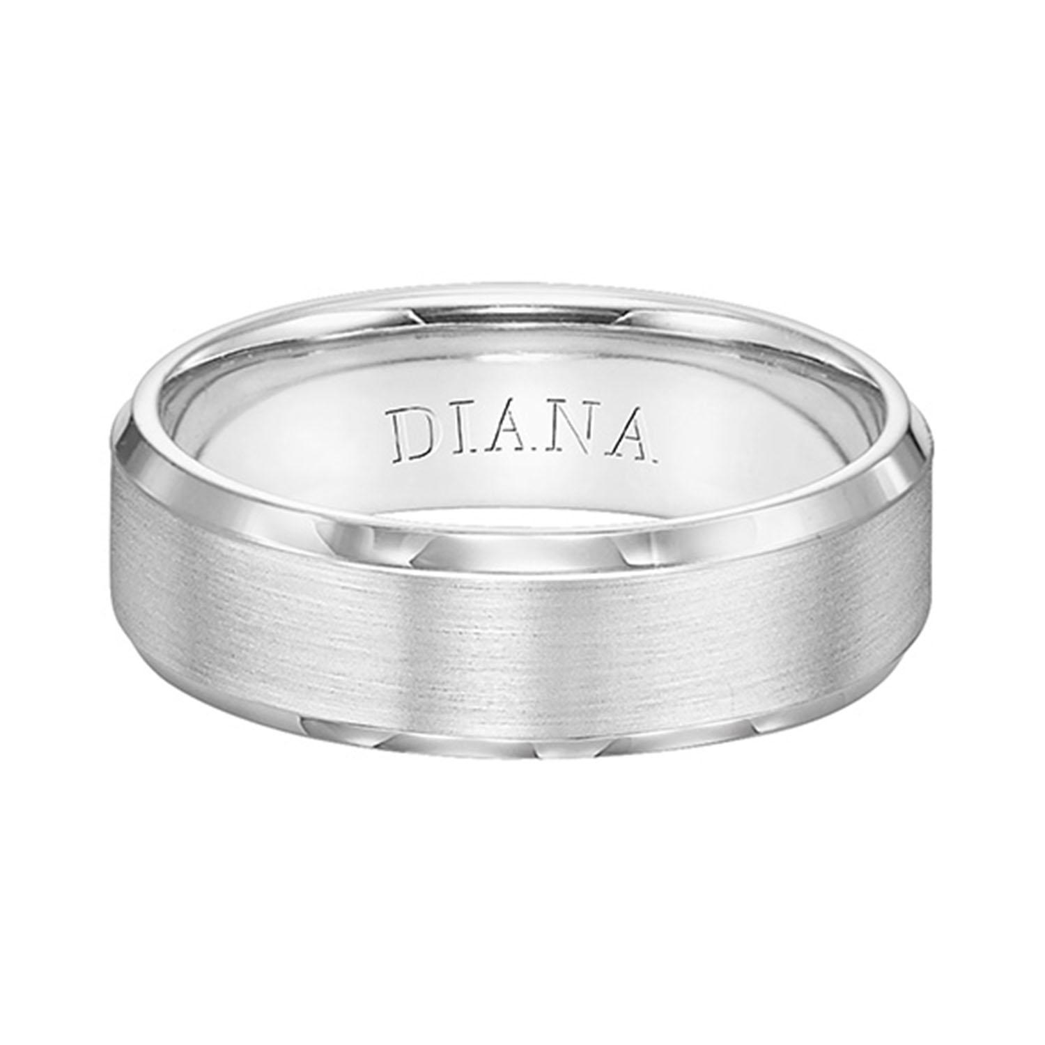 Gents 14K White Gold Comfort Fit Wedding Band with Beveled Edge
