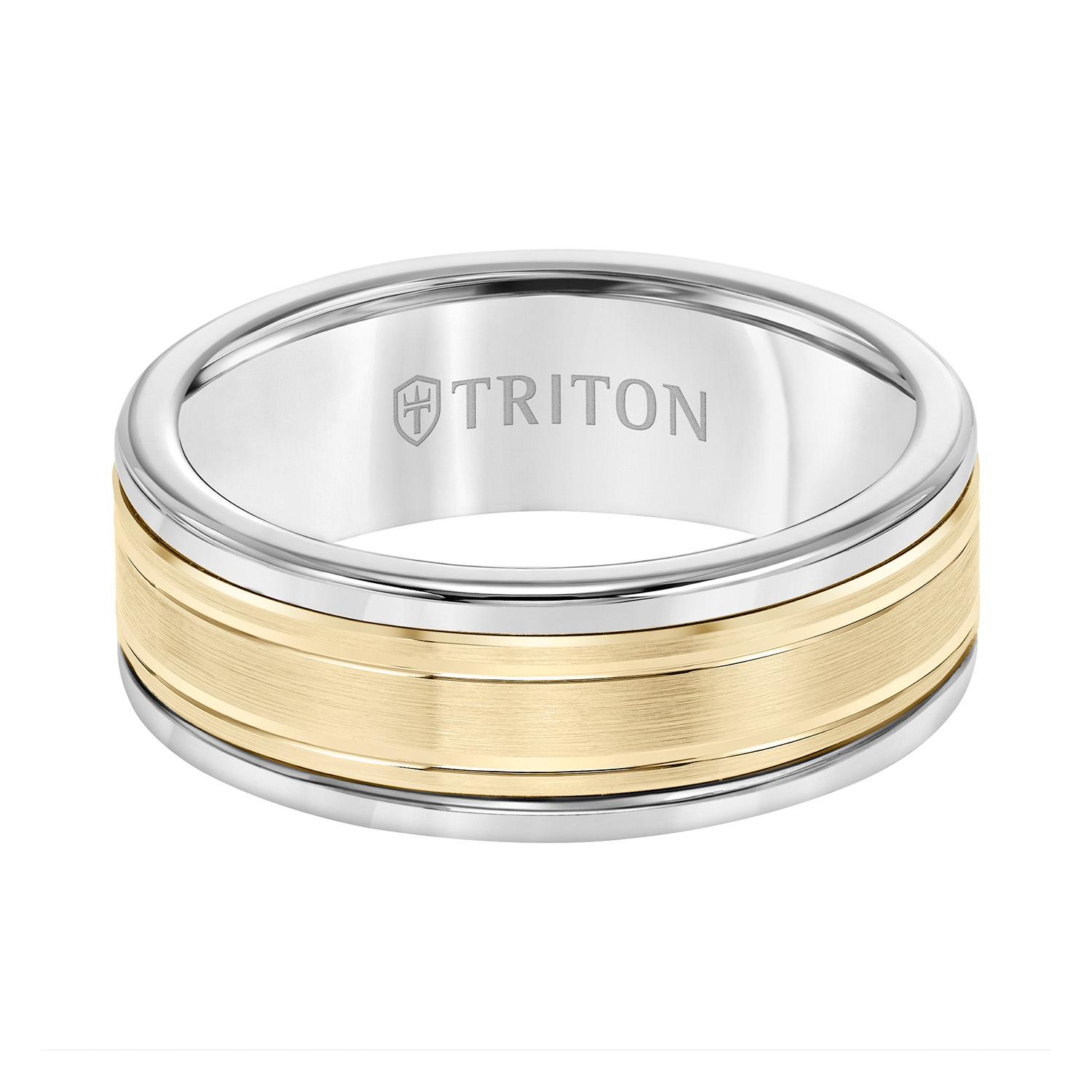Triton 8mm Tungsten Band With Gold Insert