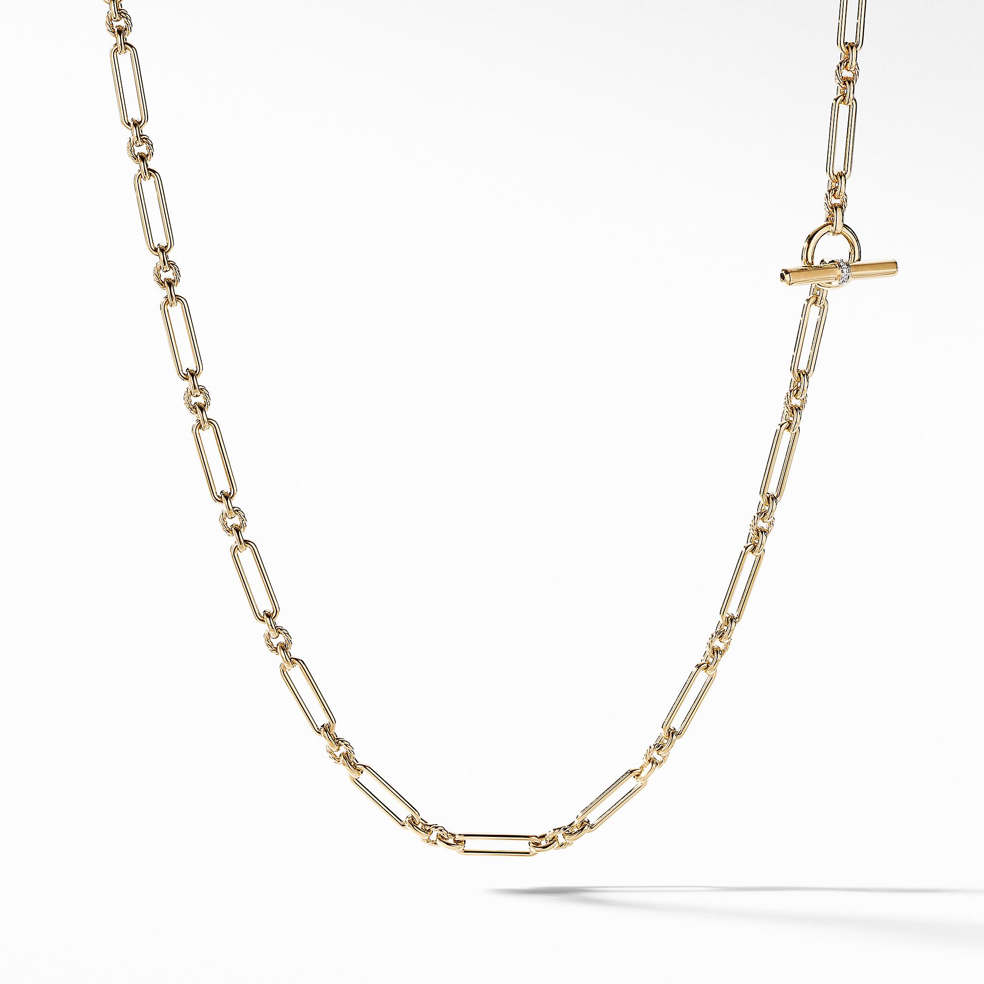 David Yurman Lexington Toggle Clasp Chain Necklace in 18K Yellow Gold with Diamonds, 36"