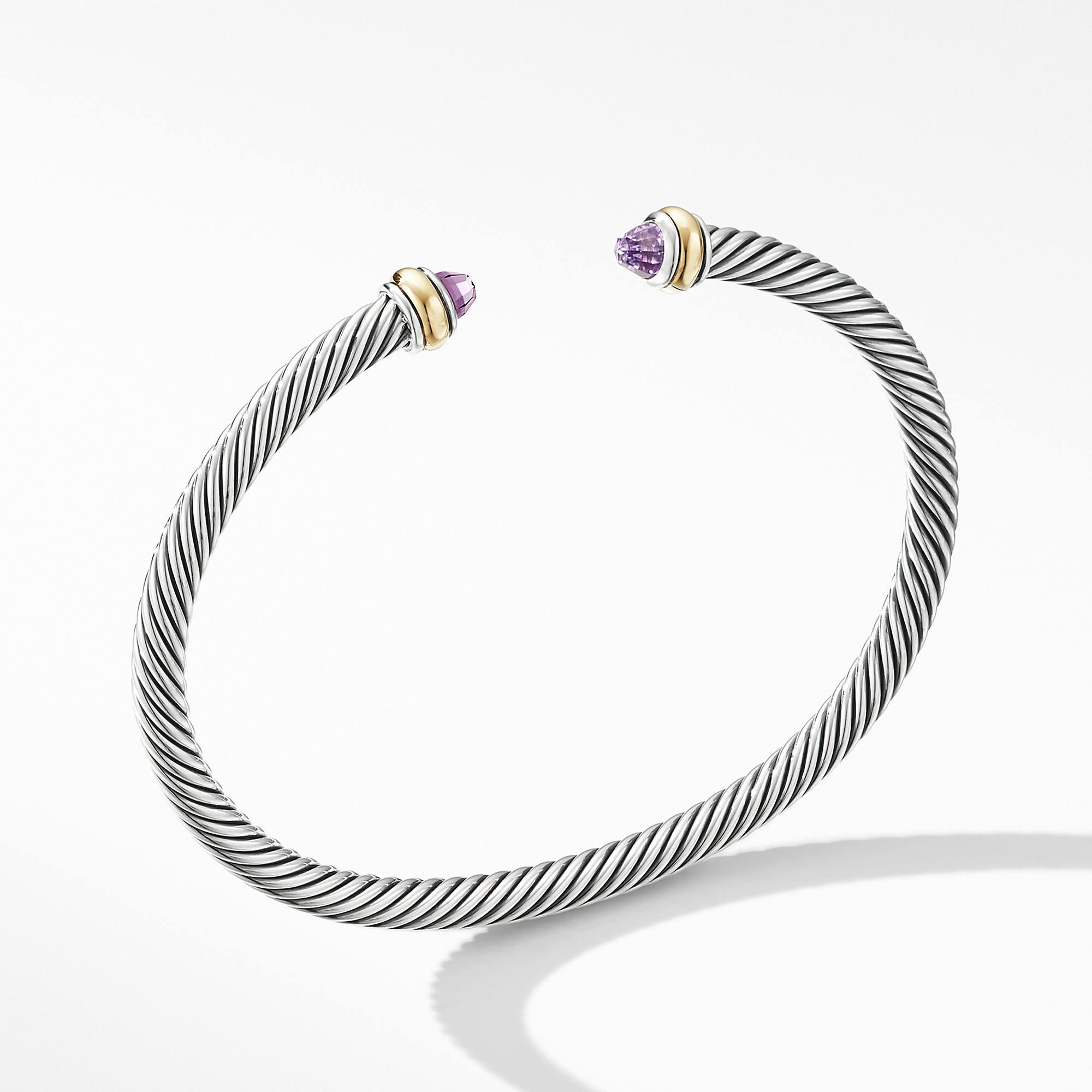 David Yurman Cable Classic Bracelet with Amethyst and 18K Yellow Gold