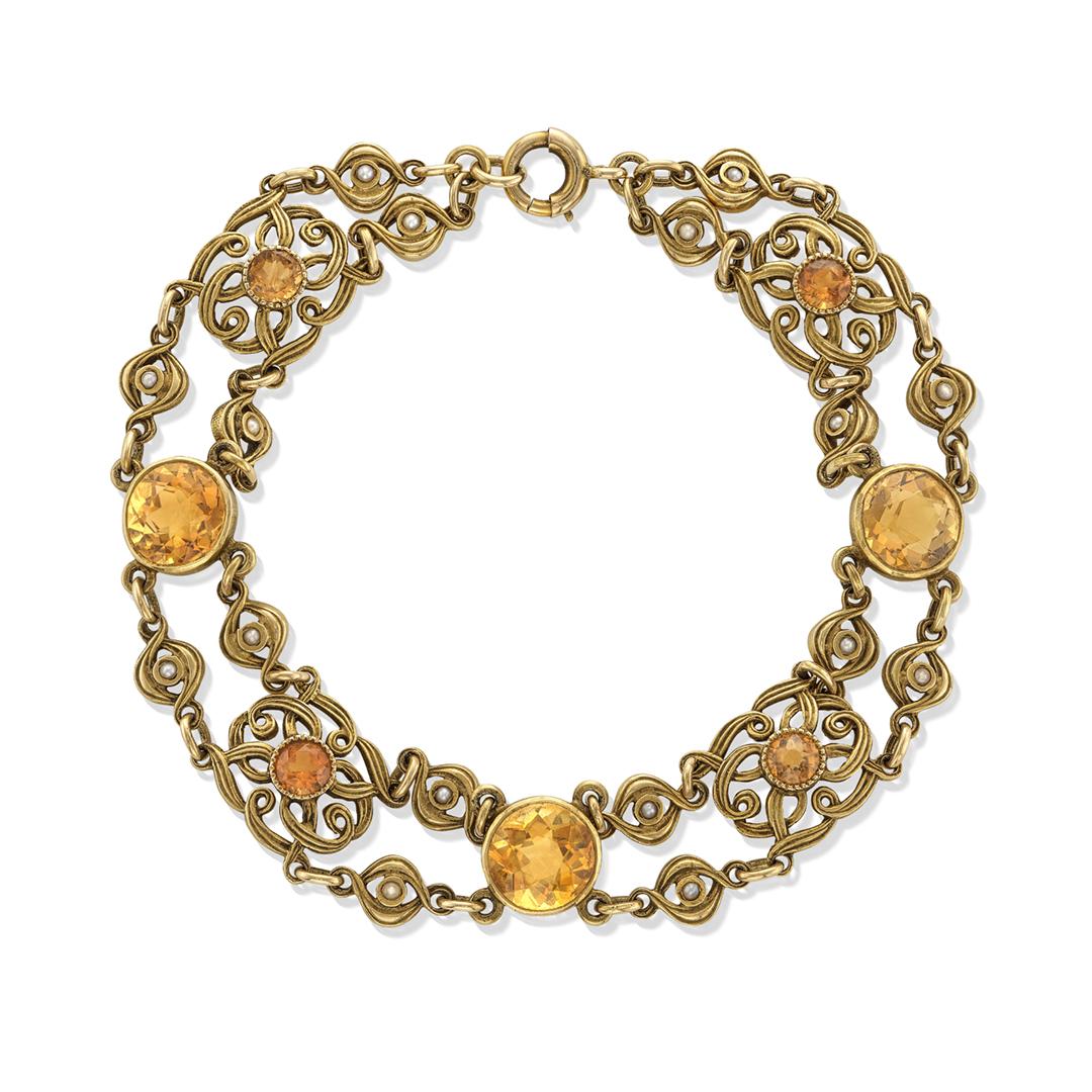Estate Collection Citrine and Seed Pearl Bracelet