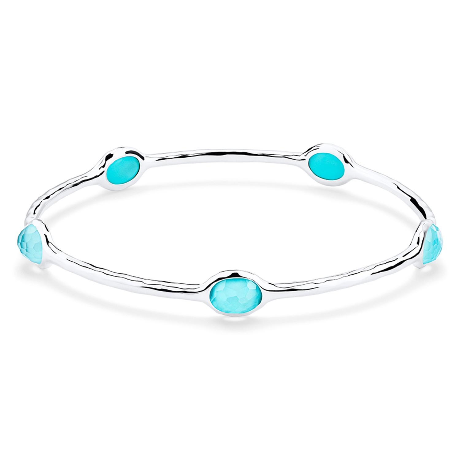Ippolita Sterling Silver Rock Candy Turquoise & Clear Quartz Bangle