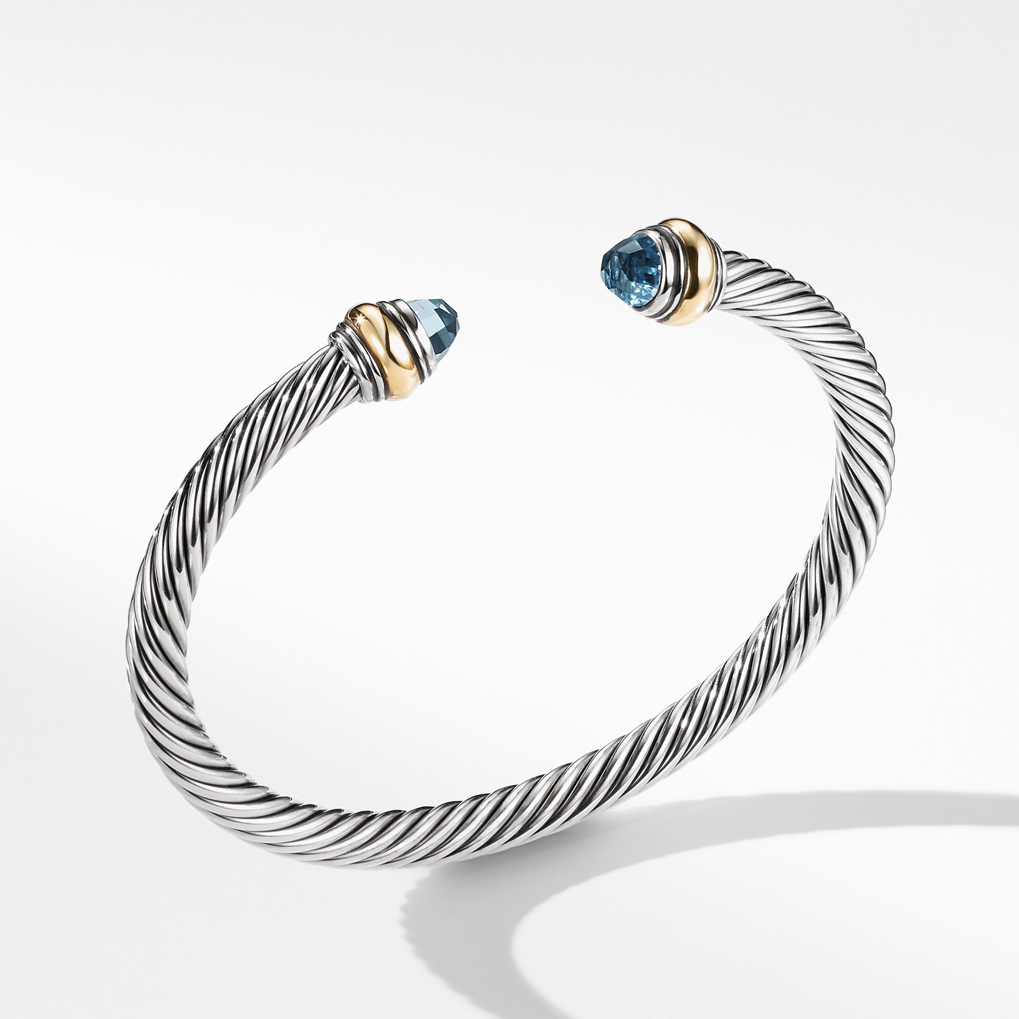 David Yurman Cable Classic Bracelet with Blue Topaz and Gold