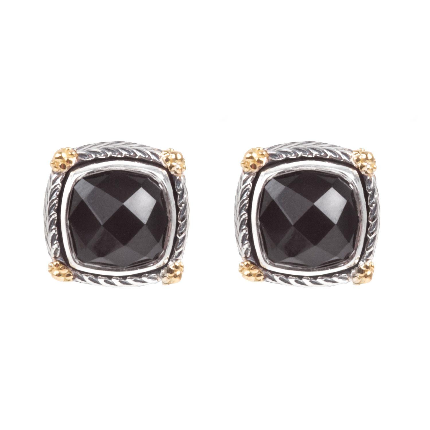 Konstantino Delos square onyx stud pearl earrings_1