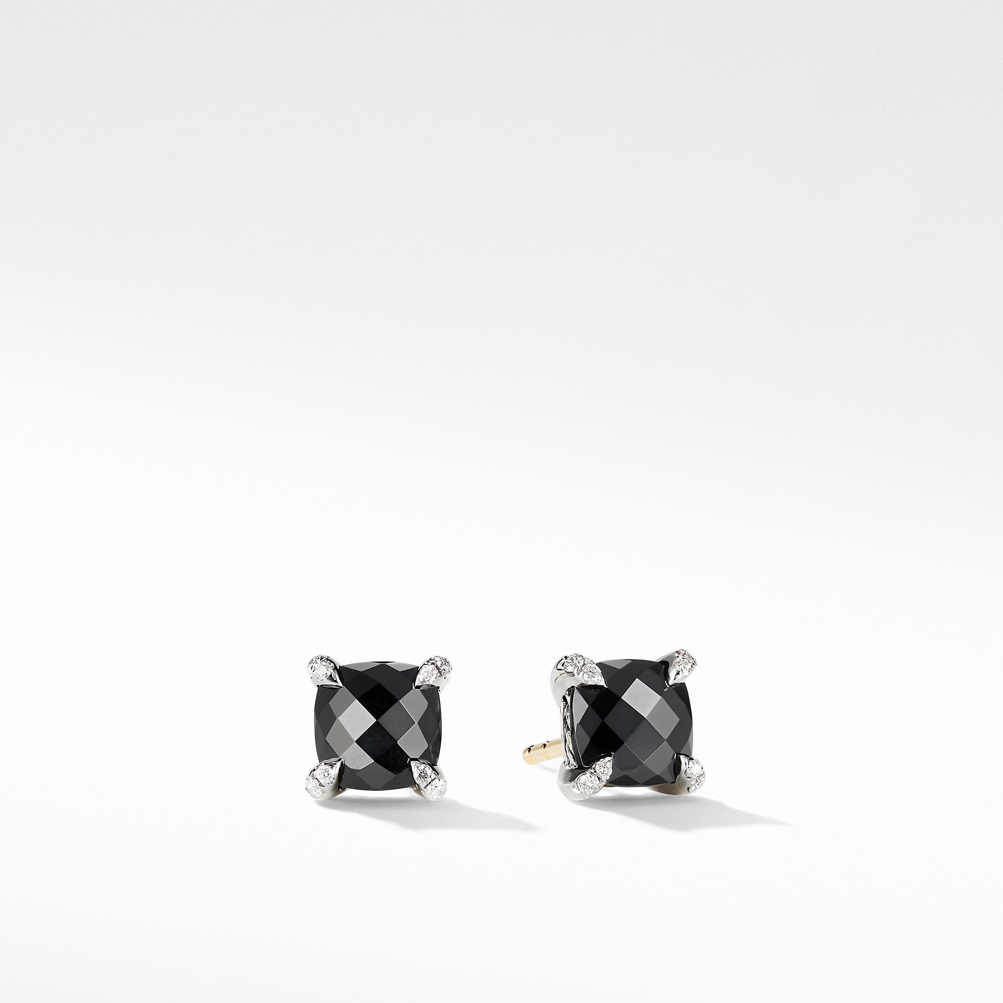 David Yurman Petite Chatelaine Stud Earrings with Black Onyx and Diamonds