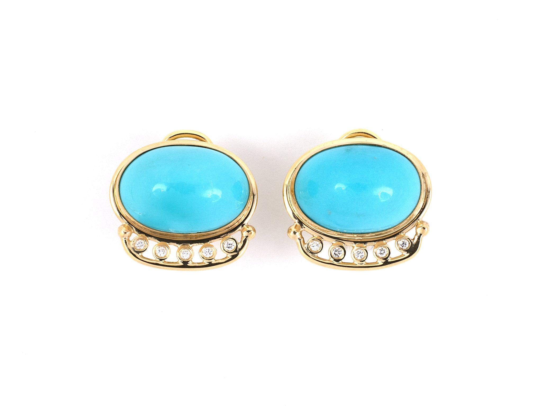 Estate Collection Joan Benjamin Turquoise Oval Earrings