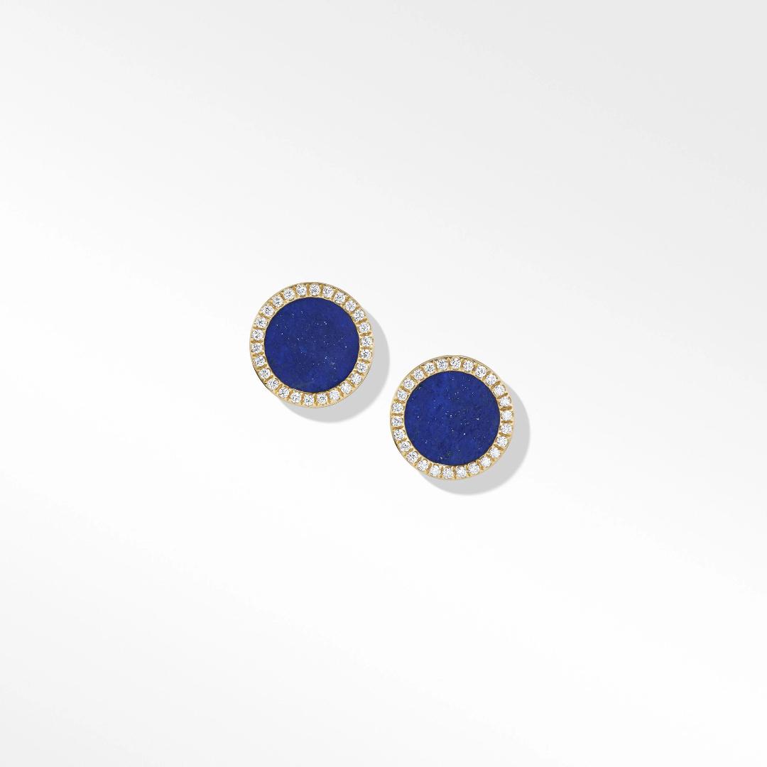 David Yurman Petite DY Elements Stud Earrings with Lapis and Pave Diamonds