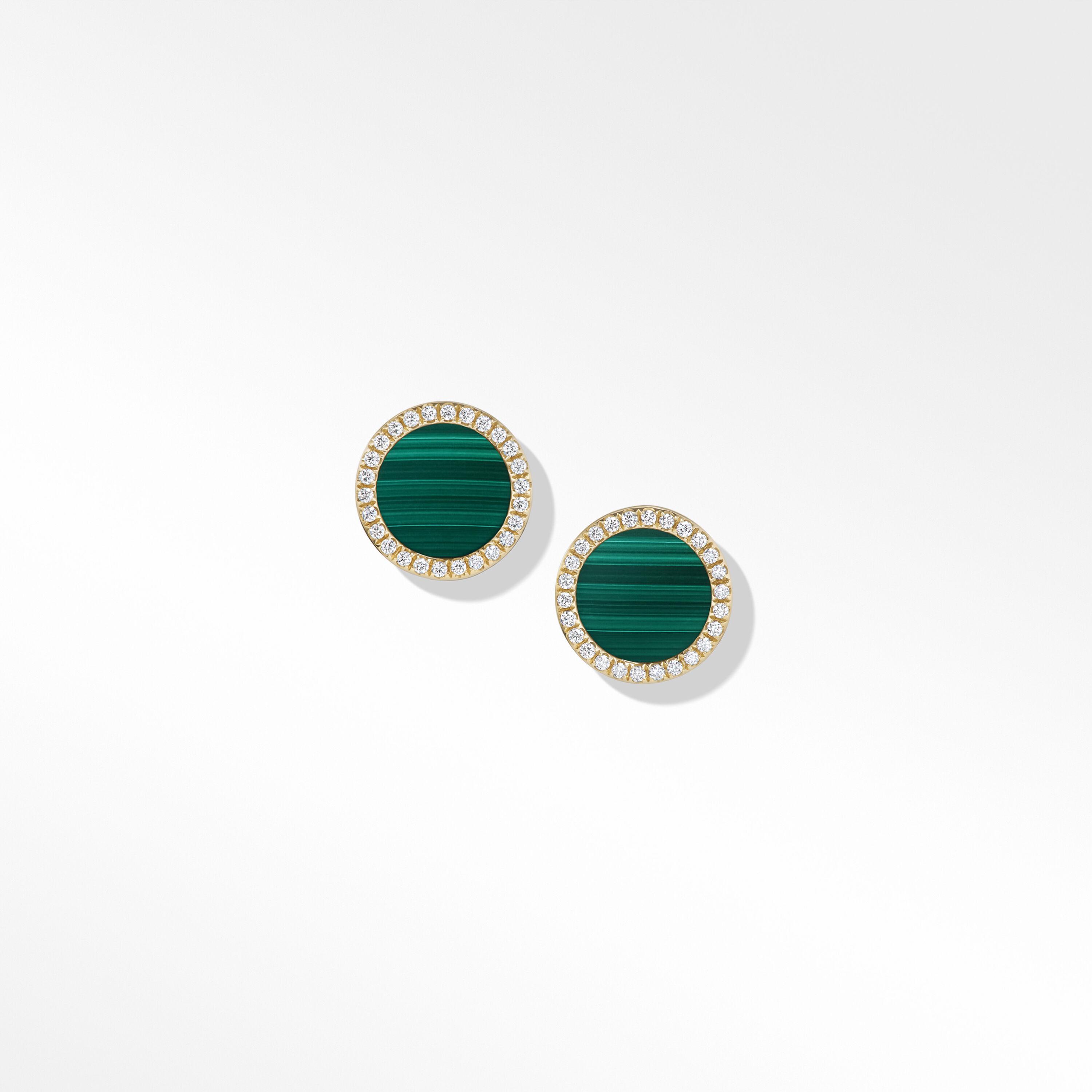 David Yurman Petite DY Elements Stud Earrings with Malachite and Pave Diamonds