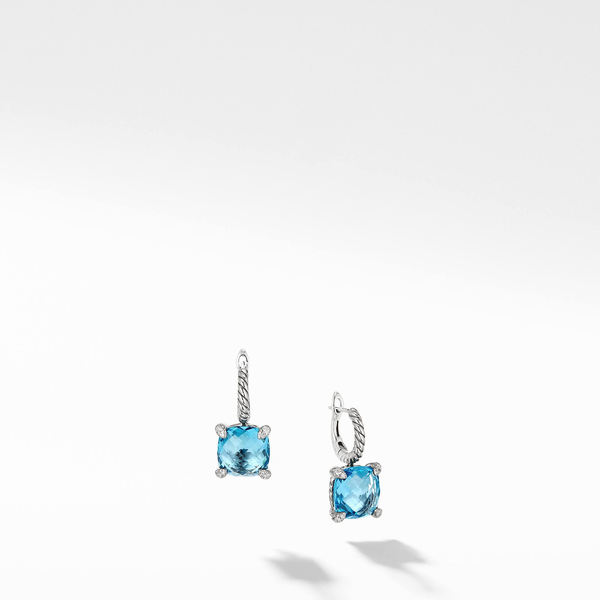 David Yurman Chatelaine Drop Earrings with Blue Topaz and Diamonds