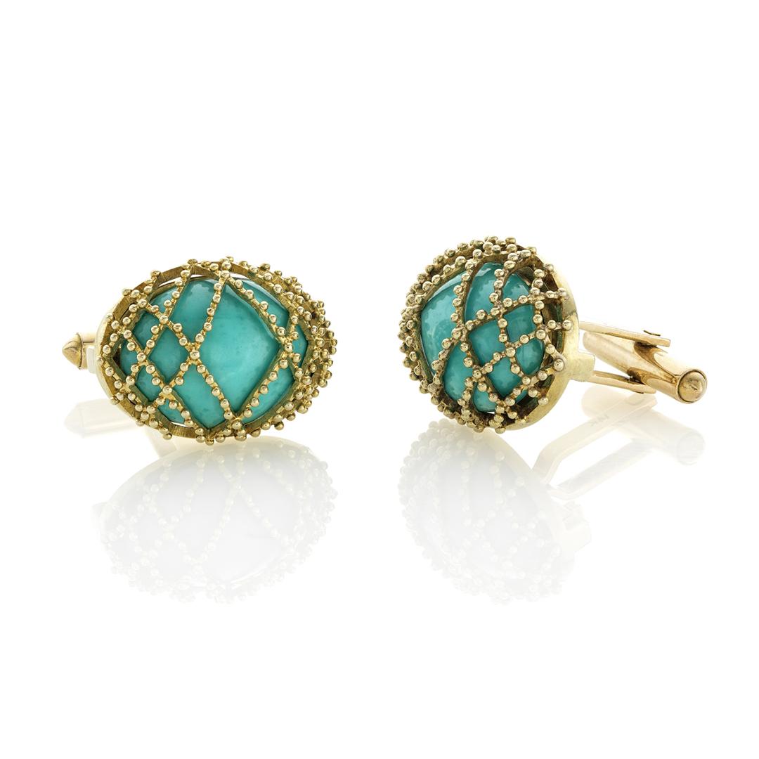Estate Collection Turquoise Cage Cuff Links