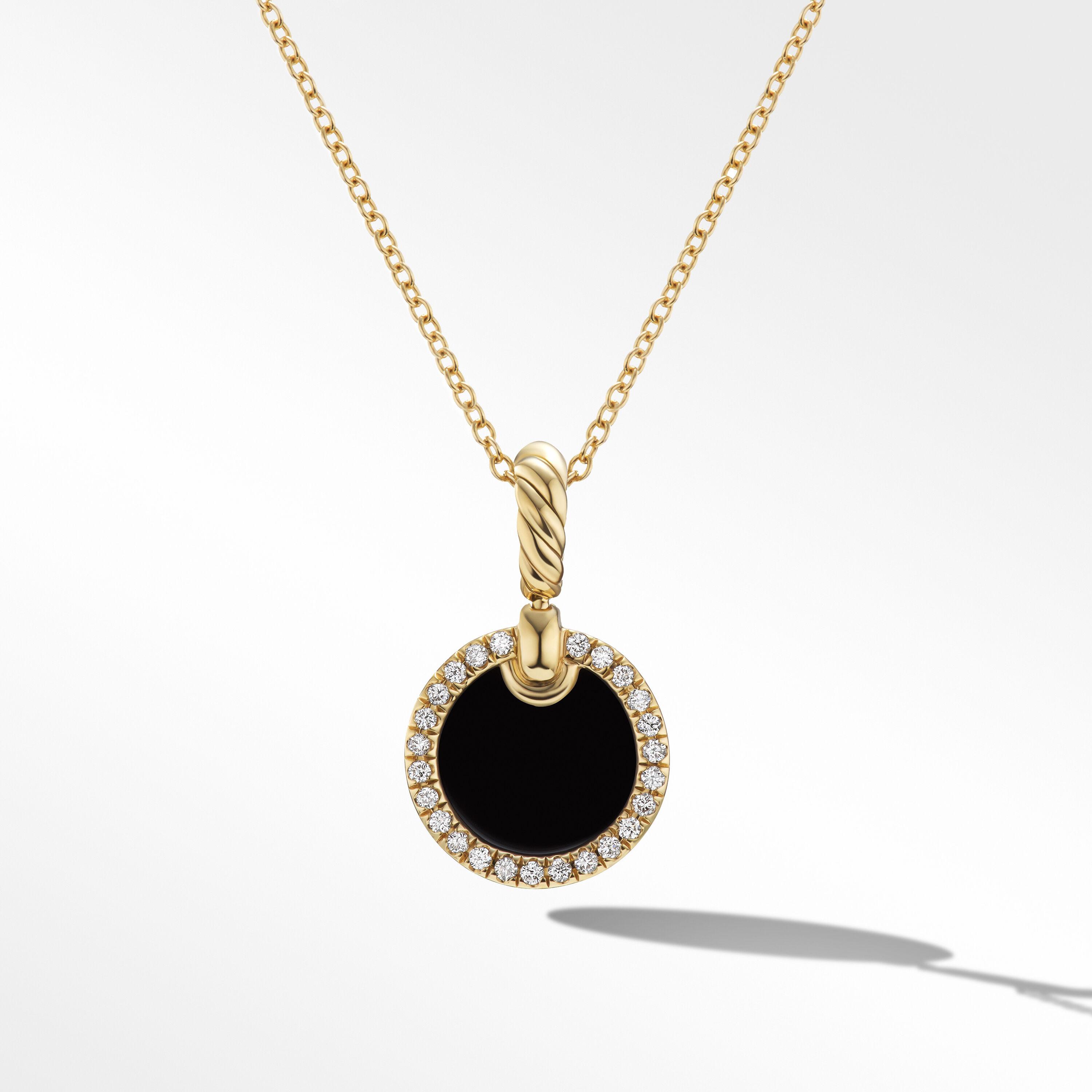 David Yurman Petite DY Elements Pendant Necklace with Black Onyx and Pave Diamonds
