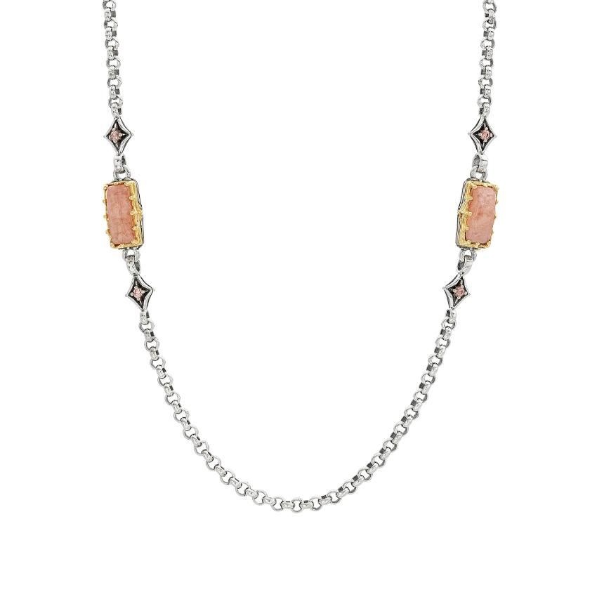Konstantino Astria Sterling Silver & Yellow Gold Morganite Station Necklace