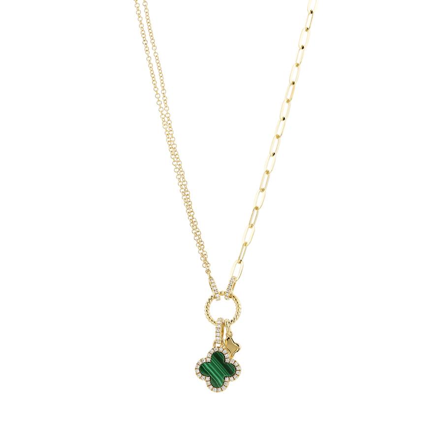 Clover Malachite and Diamond Necklace