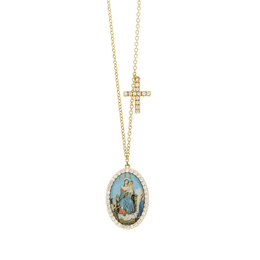 Madonna Carmelo Pendant Necklace with Diamonds