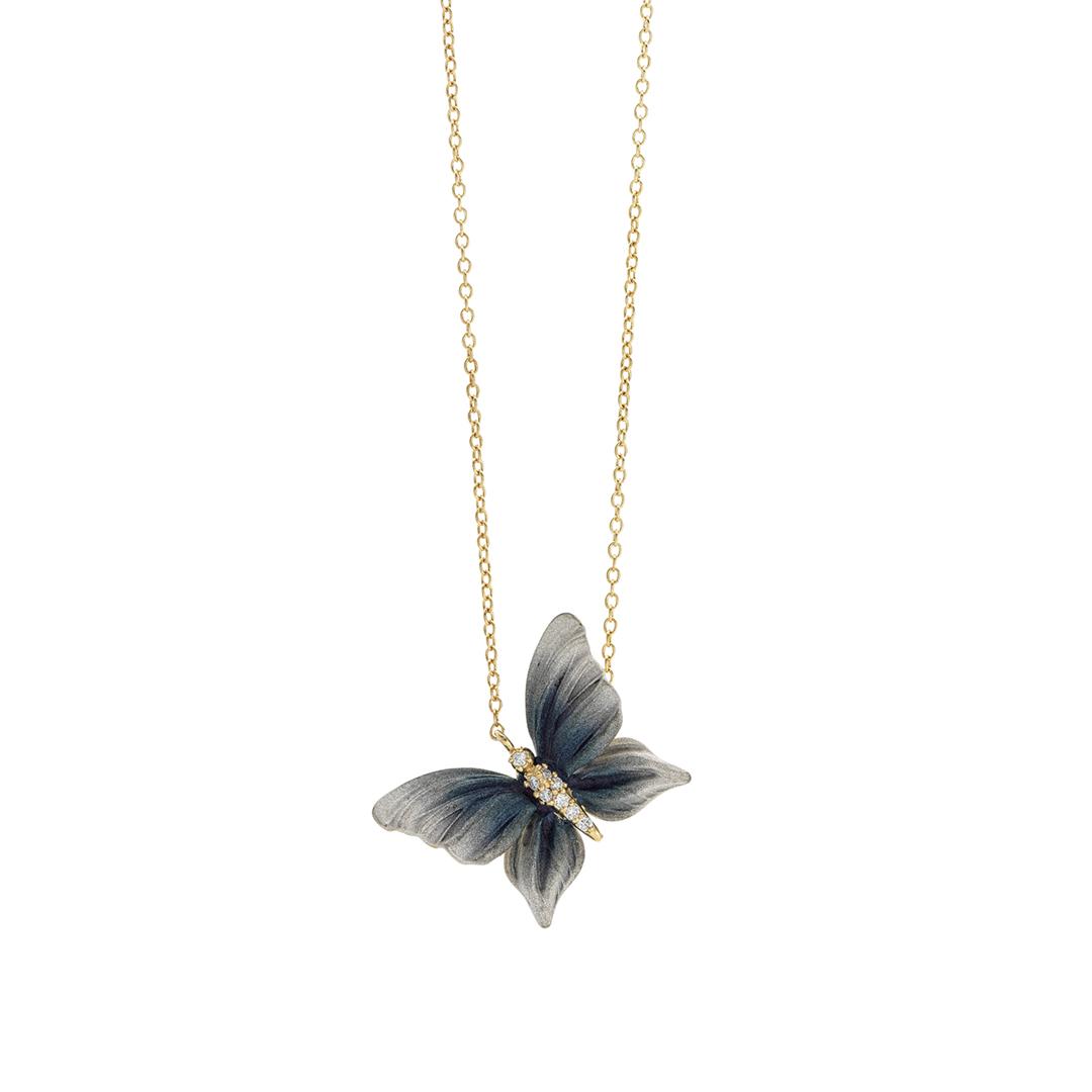 Coated Butterfly Necklace with Diamonds