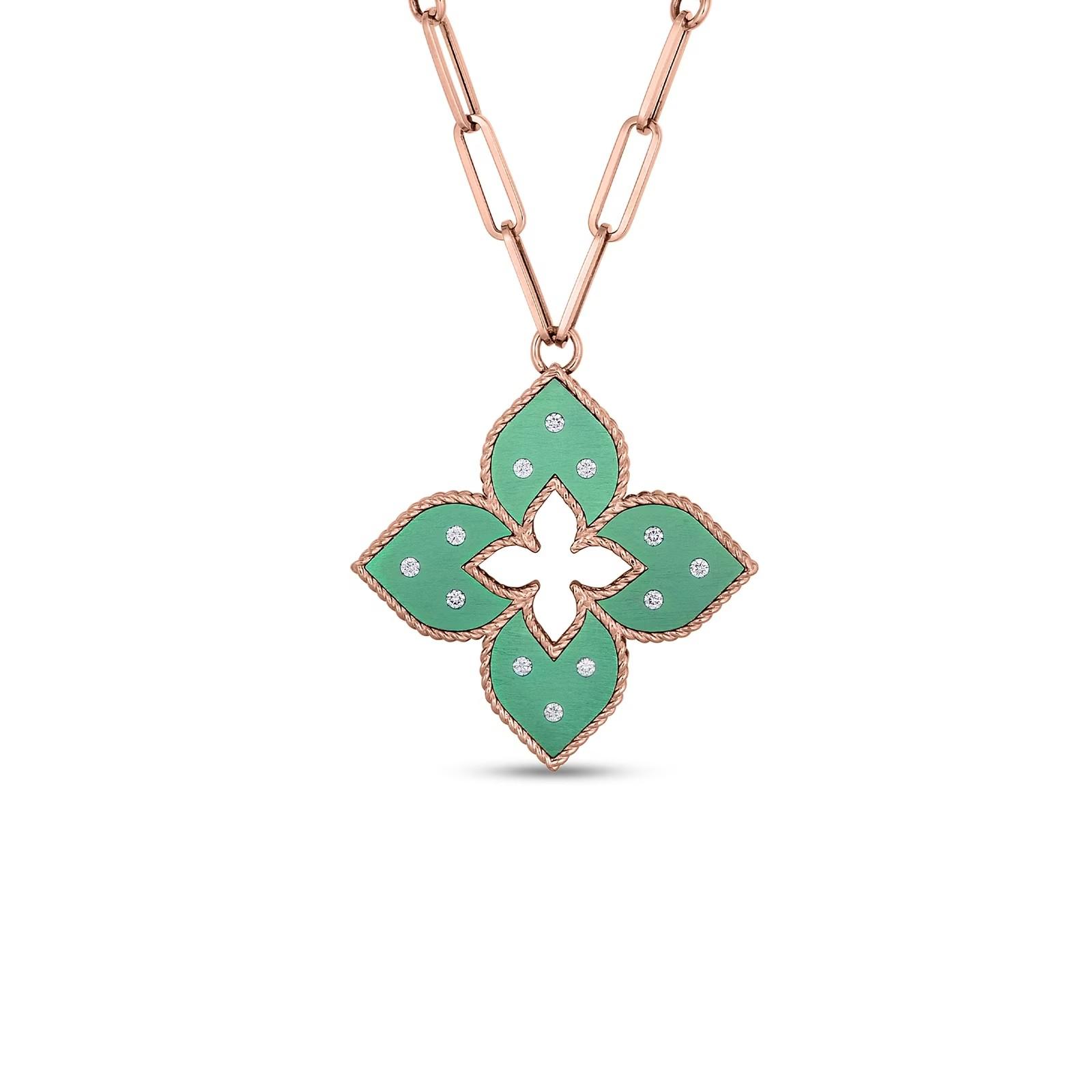 Roberto Coin Venetian Princess Green Titanium 24mm Pendant Necklace
