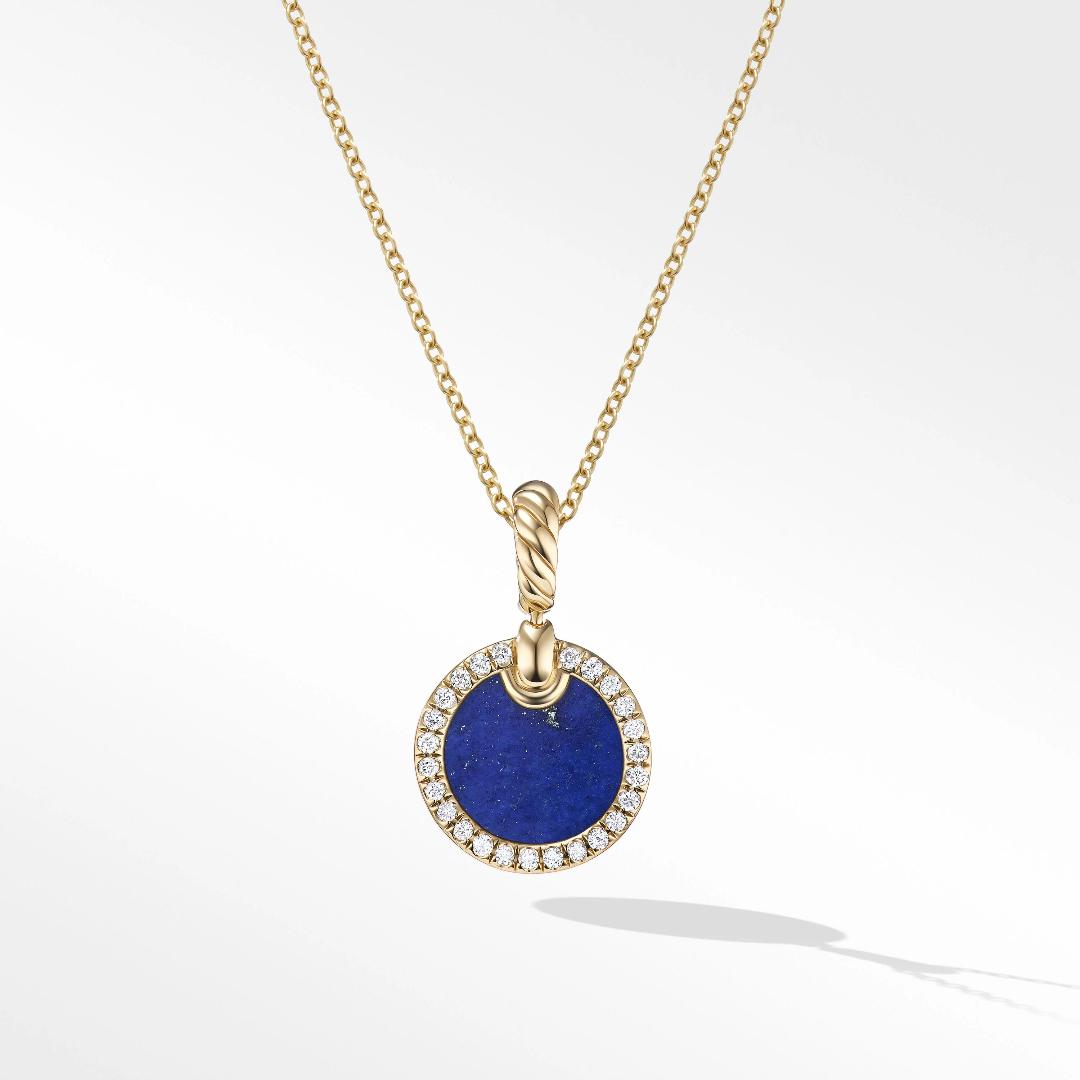 David Yurman Petite DY Elements Pendant Necklace with Lapis and Pave Diamonds