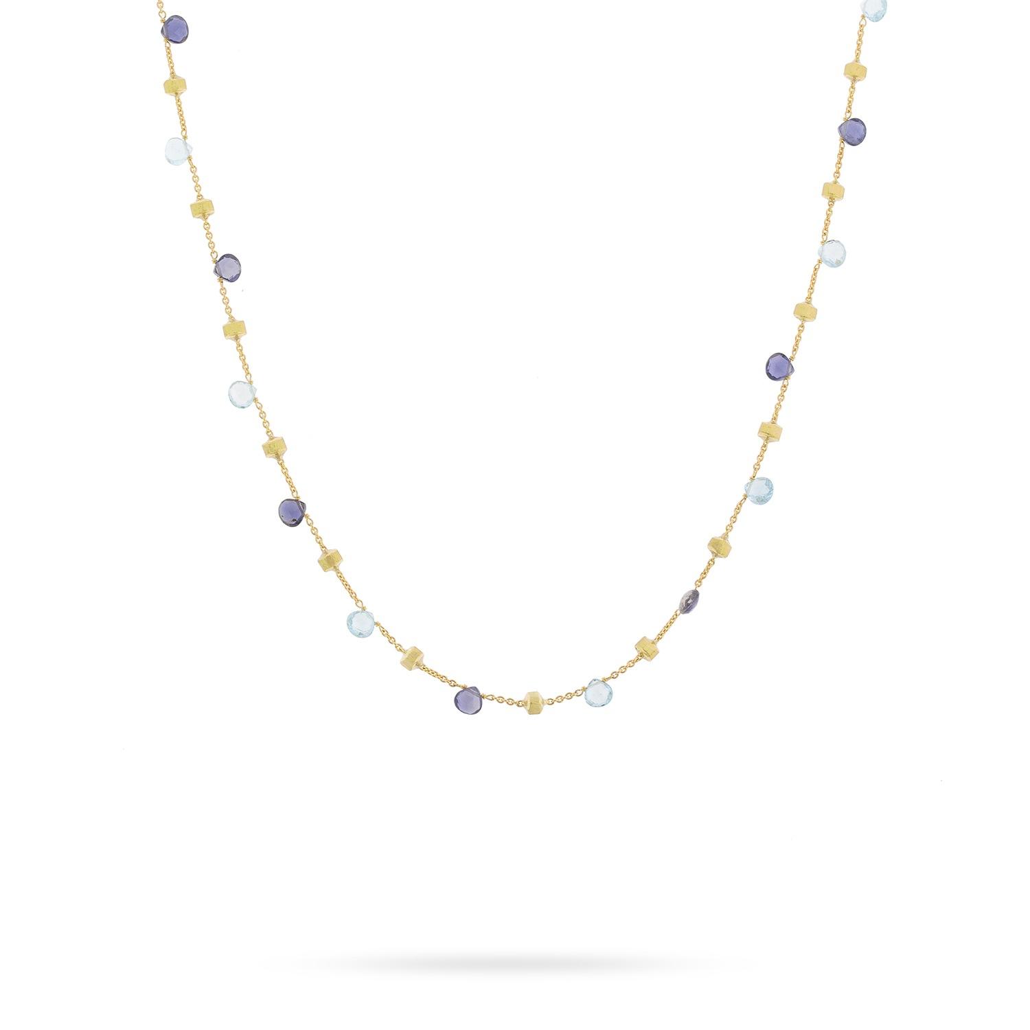 Marco Bicego Yellow Gold Paradise Iolite & Blue Topaz Drop Necklace