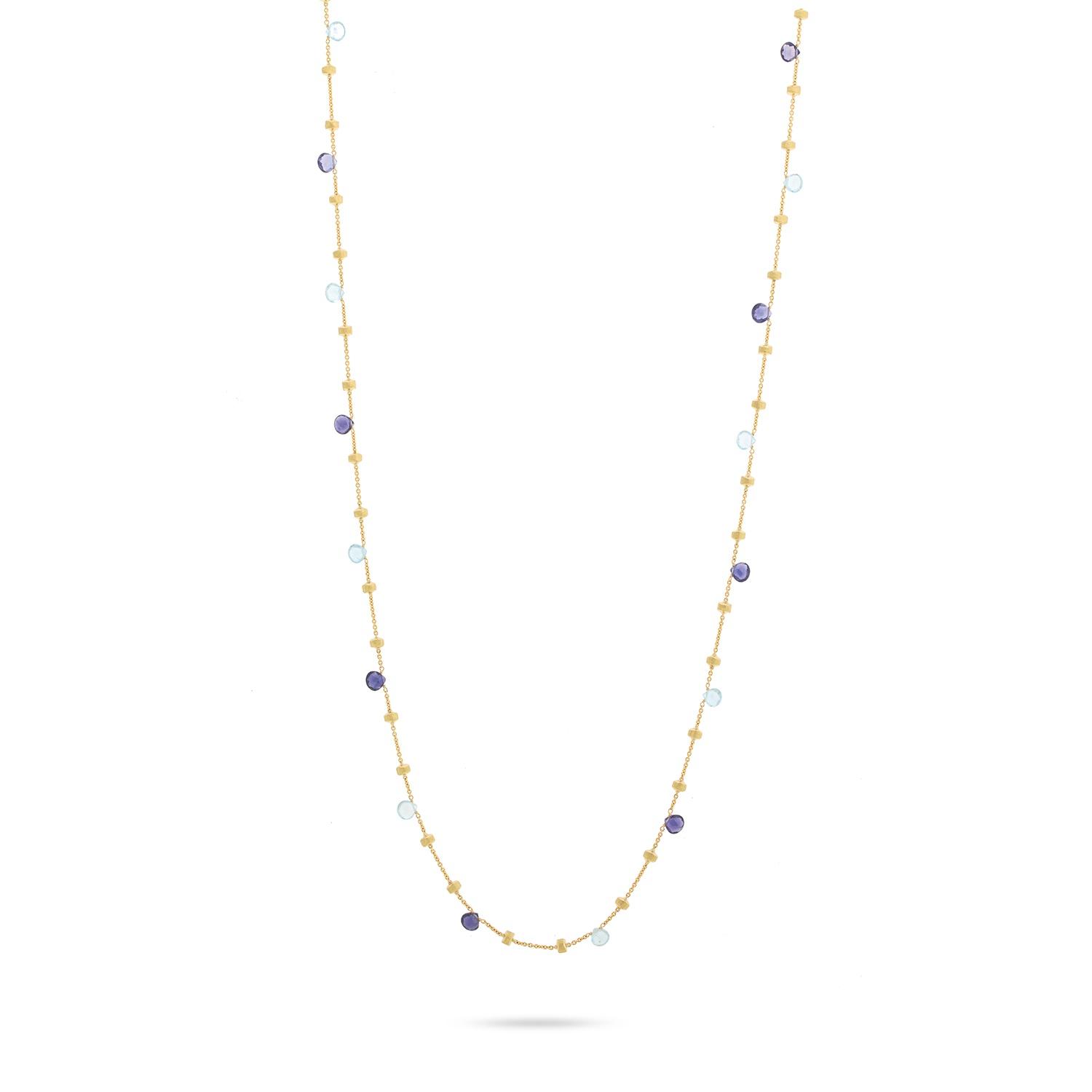 Marco Bicego Yellow Gold Paradise Iolite & Blue Topaz Drop 36 inch Necklace