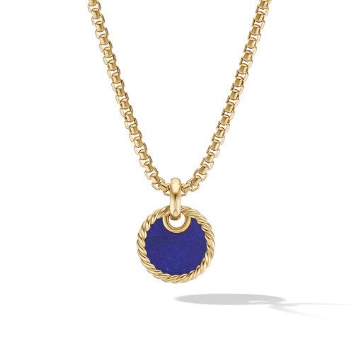 David Yurman DY Elements Disc Pendant in 18K Yellow Gold with Lapis