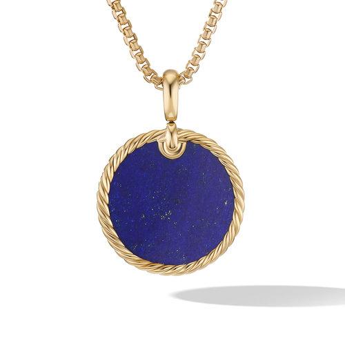 David Yurman DY Elements Disc Pendant in 18K Yellow Gold with Lapis
