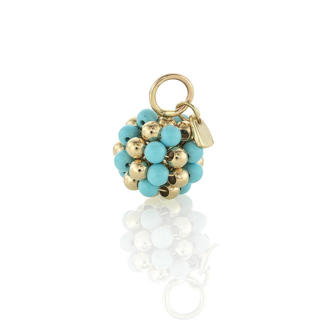 Turquoise and Yellow Gold Ball Pendant