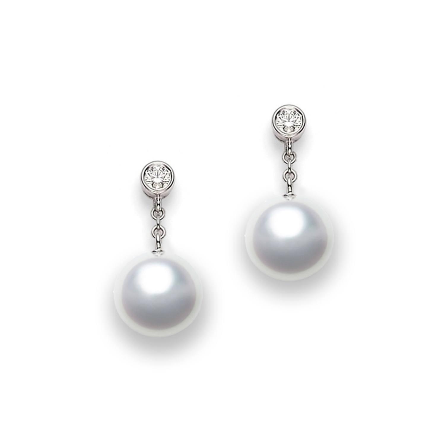 Mikimoto Akoya Pearl & Diamond Drop Earrings