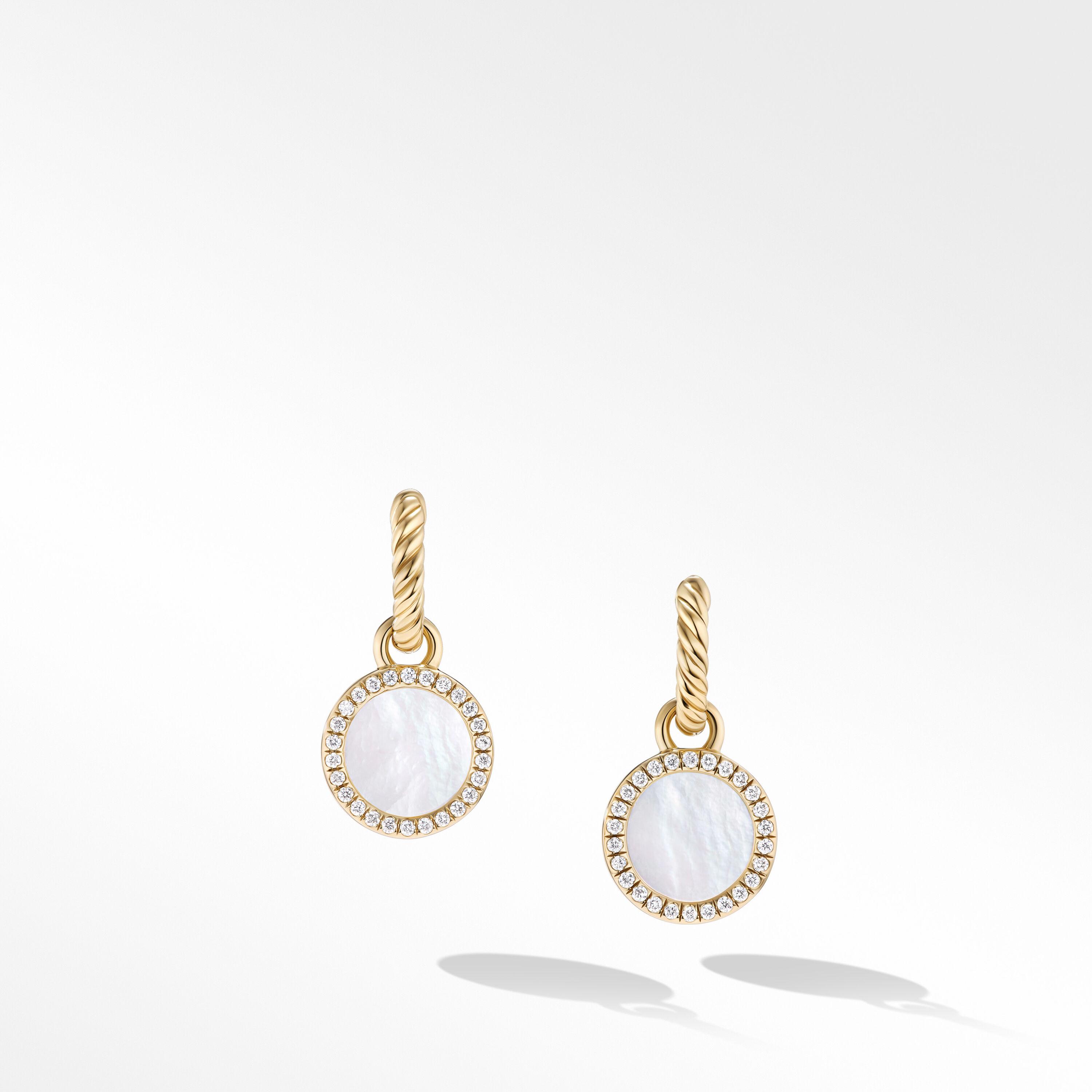 David Yurman Petite DY Elements Drop Earrings with Mother of Pearl and Pave Diamonds