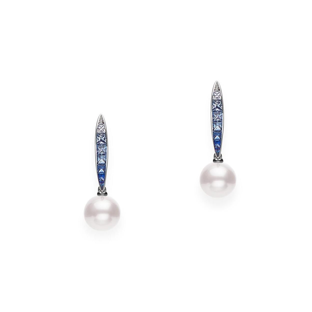 Mikimoto Ocean Collection Sapphire and Pearl Earrings