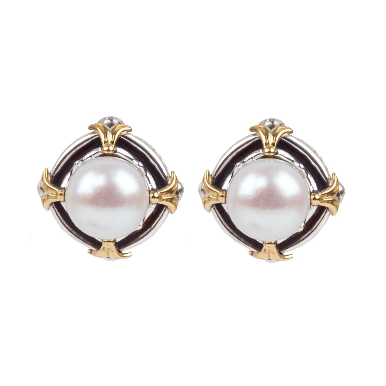 Konstantino Kleos pearly stud earrings_1